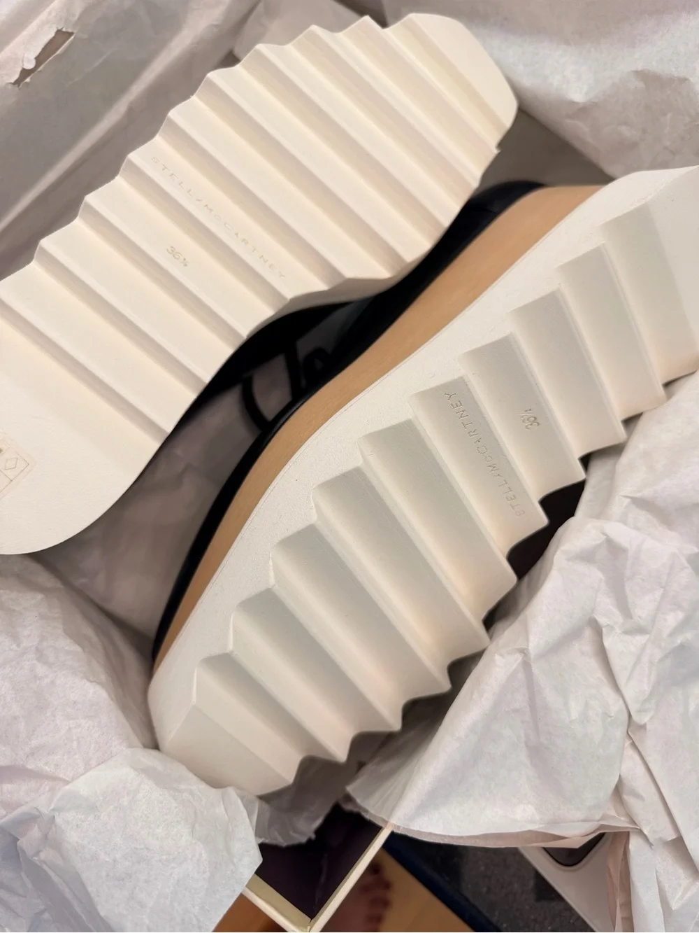 Stella McCartney Elyse Platform Lace-Up Shoes with Wood-Effect Sole